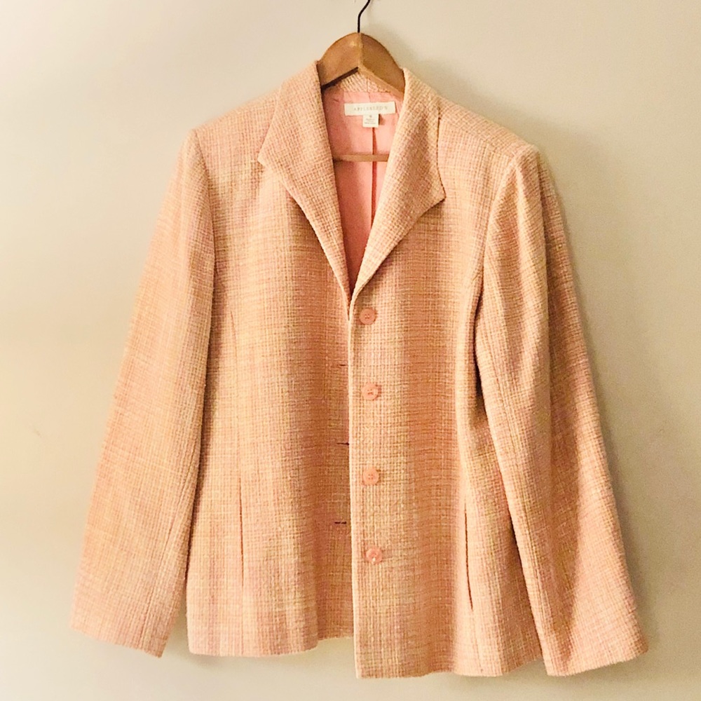 Appleseeds Women’s Peach Silk Tweed Blazer- 18